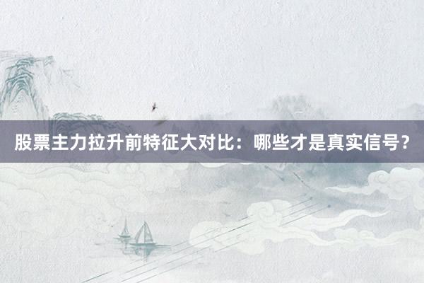股票主力拉升前特征大对比：哪些才是真实信号？