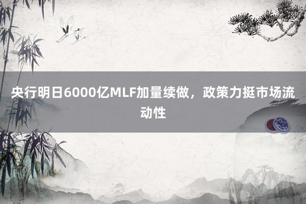 央行明日6000亿MLF加量续做，政策力挺市场流动性