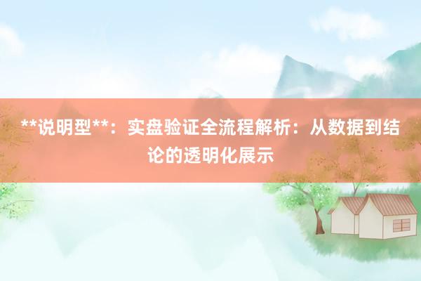 **说明型**：实盘验证全流程解析：从数据到结论的透明化展示