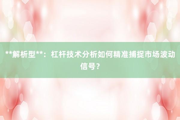 **解析型**：杠杆技术分析如何精准捕捉市场波动信号？